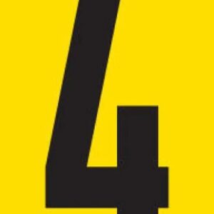 NUMBER 90MM (4) BL ON YEL