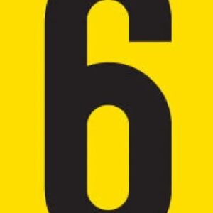 NUMBER 90MM (6) BL ON YEL