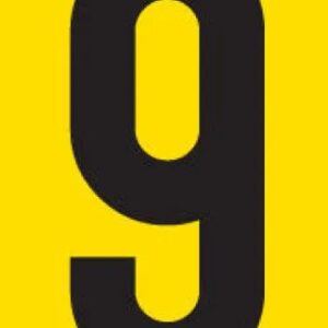 NUMBER 90MM (9) BL ON YEL