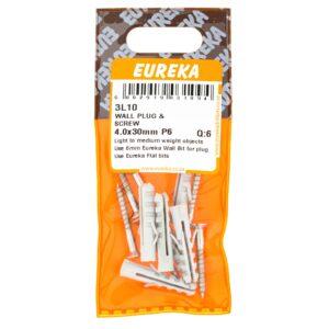 WALL PLUG&SCREW 4X30MM P6X6