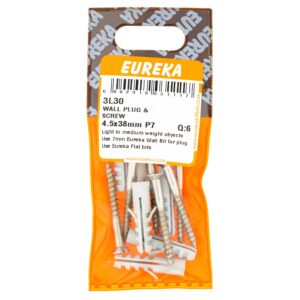 WALL PLUG&SCREW 4.5X38MM P7X6