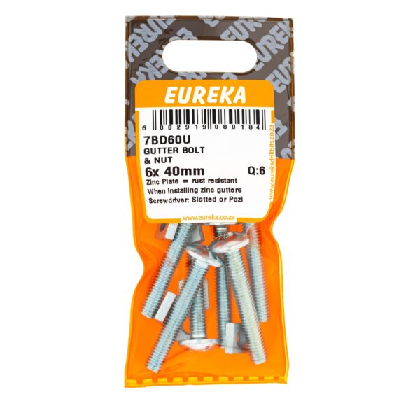 GUTTER BOLT&NUT 6X40MM X6