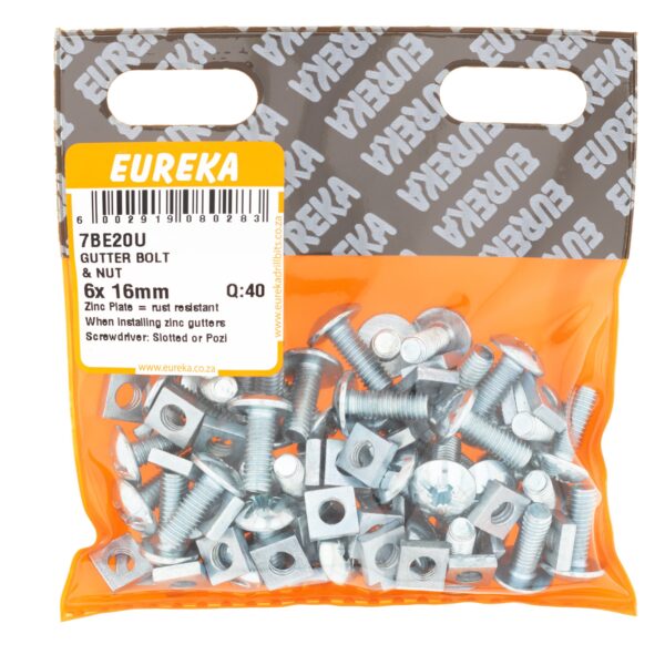 GUTTER BOLT&NUT 6X16MM X40