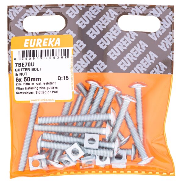 GUTTER BOLT&NUT 6X50MM X15