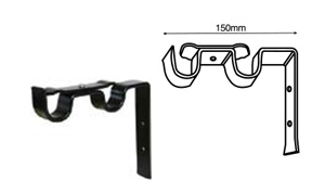 CURTAIN BRACKET FLAT STEEL 25MM DBL BENT BLCK 2’S