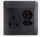 APOLLO SOCKET SGL+SCHUKO+IEC 4X4 BLACK UN-SWITCHED