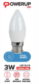 LED CANDLE 3W B22 CW POWERUP