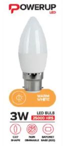 LED CANDLE 3W B22 WW POWERUP
