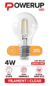 LED FILAMENT A60 4W 400LM E27 CLR POWERUP