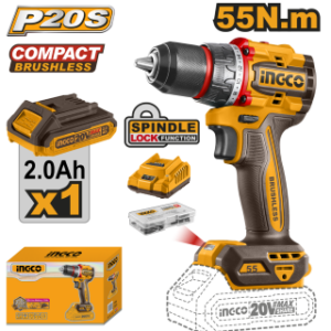 INGCO 20V PS+ C/L DRILL 55NM KIT